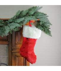 Red & White Traditional Cuff Extra Plush Christmas Stocking, 20"