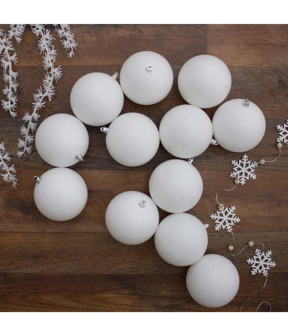  Winter White Shatterproof Matte Christmas Ball Ornaments Set of 12, 4