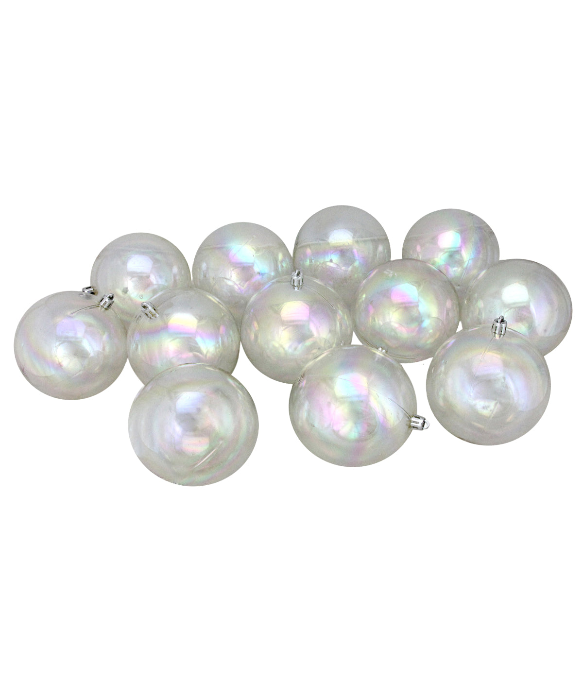  Clear Iridescent Shatterproof Shiny Christmas Ball Ornaments Set of 12, 4