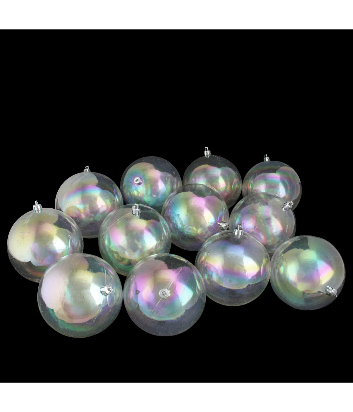  Clear Iridescent Shatterproof Shiny Christmas Ball Ornaments Set of 12, 4