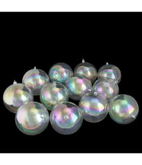 Clear Iridescent Shatterproof Shiny Christmas Ball Ornaments Set of 12, 4"