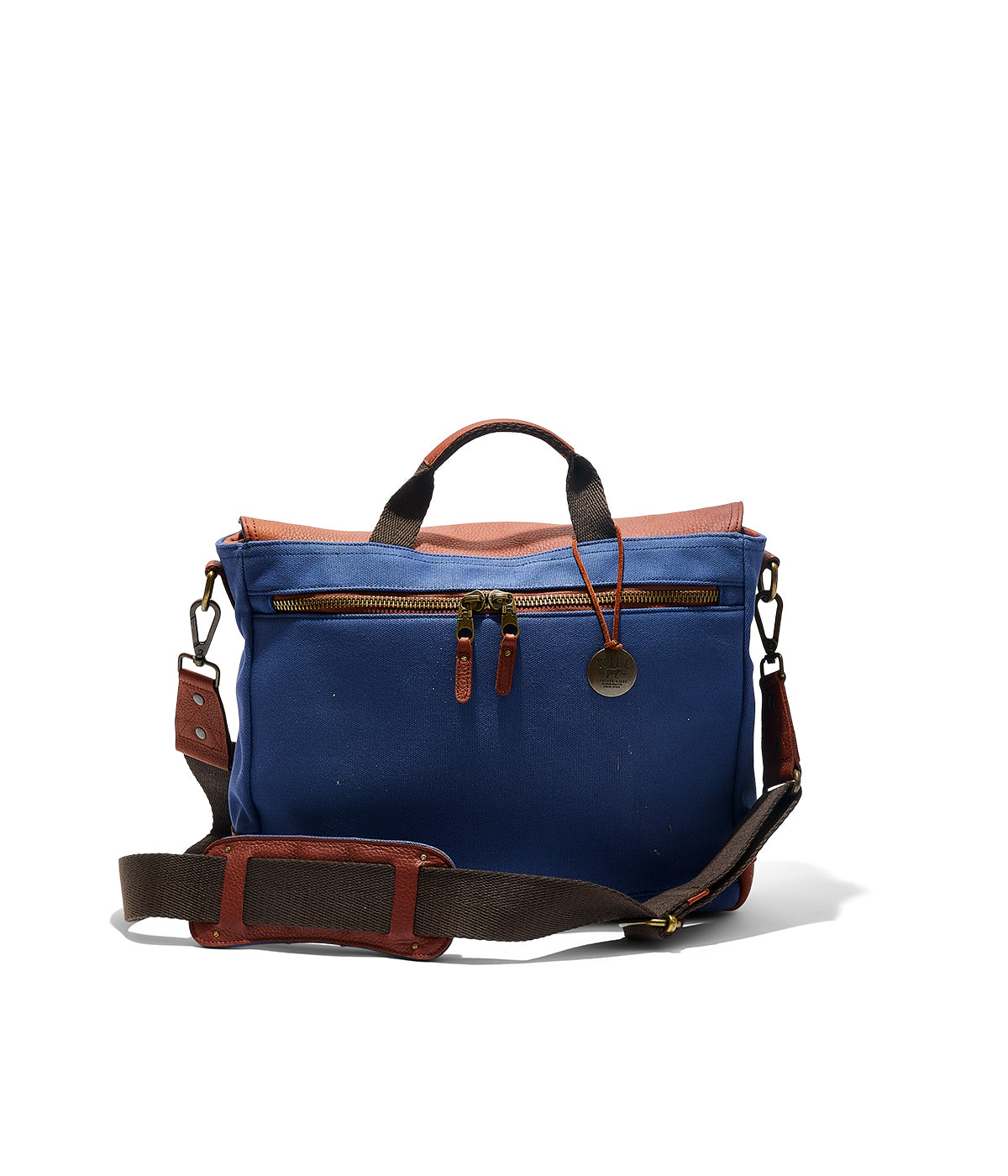  Will Leather Goods Wallace Canvas & Leather Messenger - Navy/Cognac - Bonton