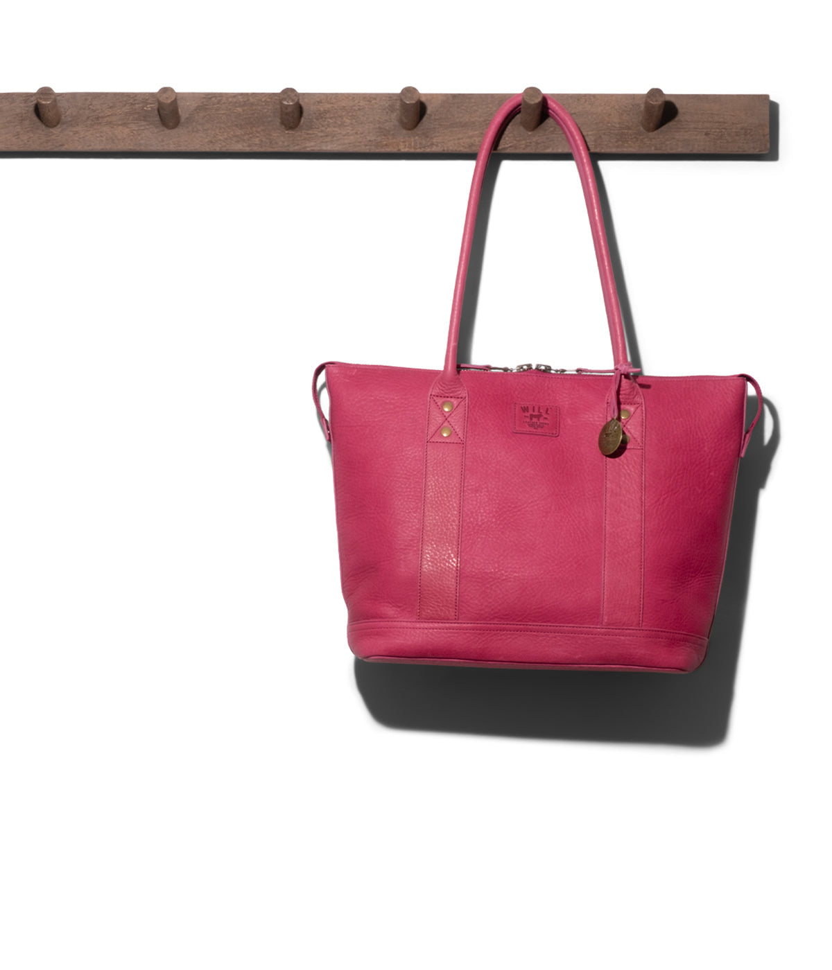  Will Leather Goods Twenty-Four-Seven Leather Tote - Fuchsia - Bonton