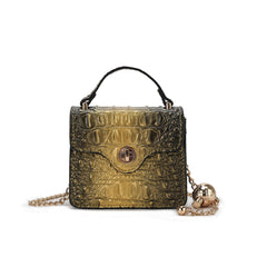 Luxe Croc-Embossed Mini Satchel With Chain Strap