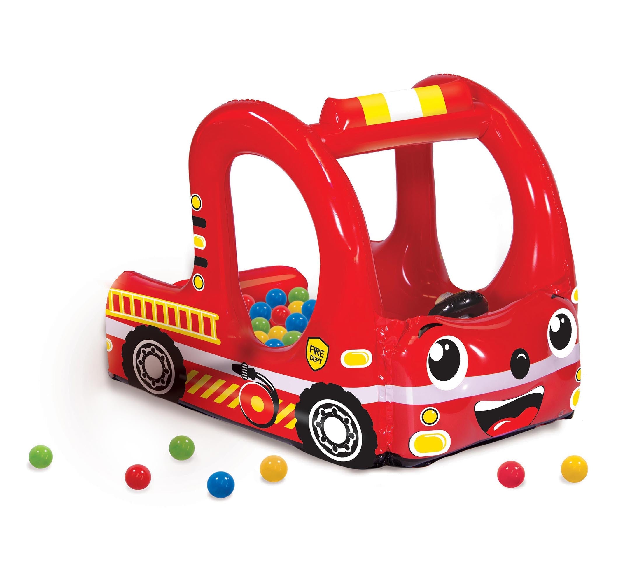  Banzai Banzai Rescue Fire Truck Play Center Inflatable Ball Pit -Includes 20 Balls - Multi - Bonton