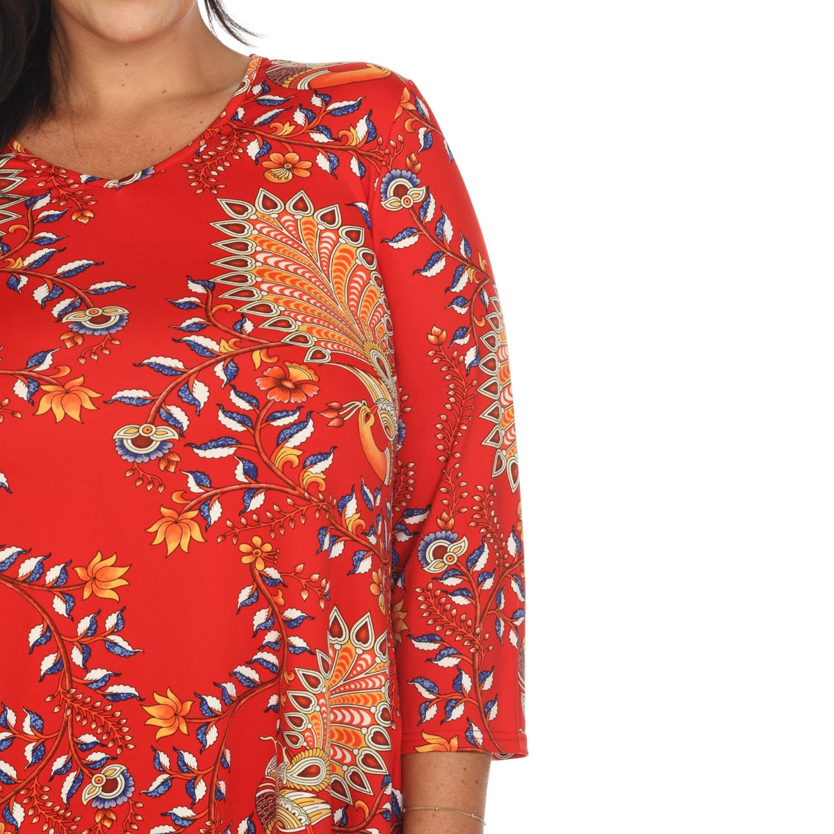  White Mark Plus Size Vibrant Boho Swing Top - 1X - Bonton