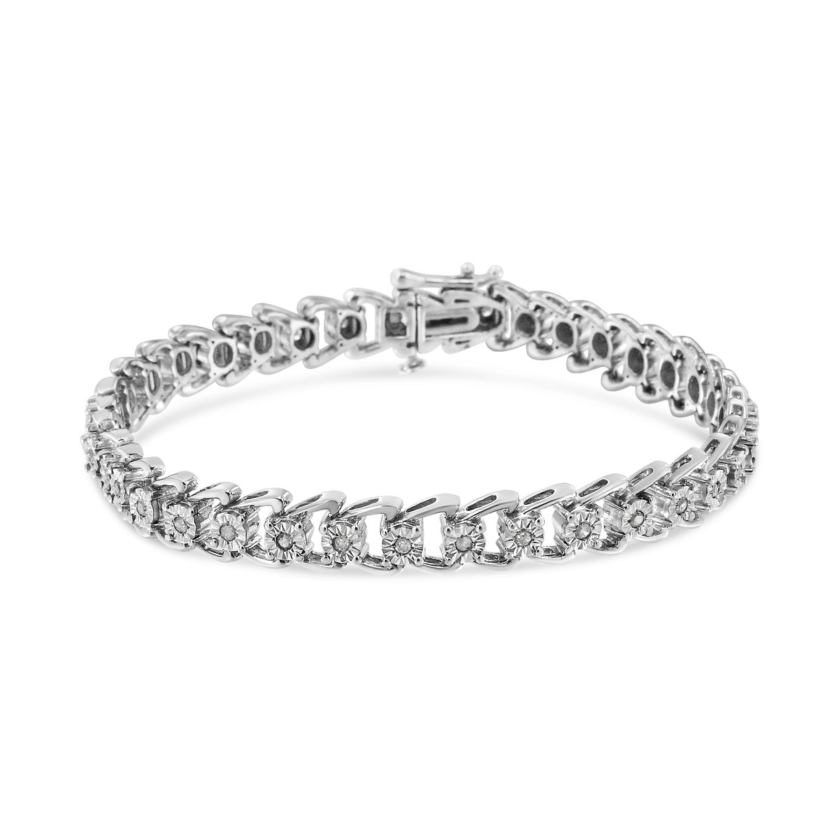  Haus of Brilliance .925 Sterling Silver 1/2 Cttw Diamond Miracle-Set Double Swoosh Wave Style 7