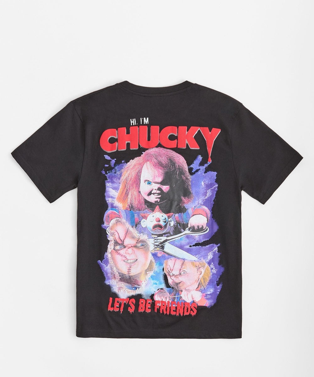  Reason Clothing Chucky Lets Be Friends Back Print Short Sleeve Tee - Black - BLACK - Bonton