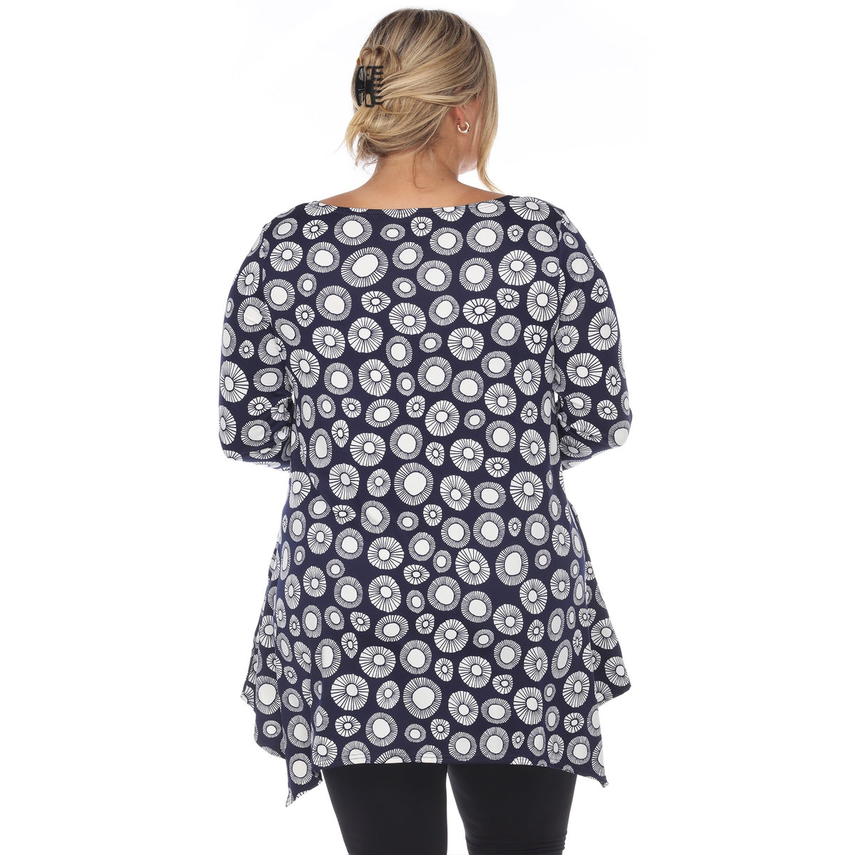  White Mark Plus Size Printed Geometric Circle Tunic Top - 1X - Bonton