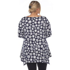 Plus Size Printed Geometric Circle Tunic Top