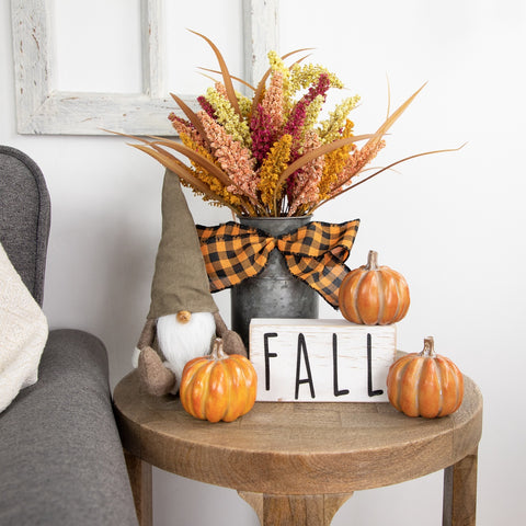 6" White Washed Wood Autumn Harvest Fall Sign