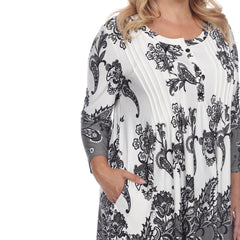 Plus Size Paisley Scoop Neck Tunic Top With Pockets