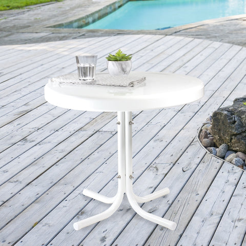 22" Outdoor Retro Tulip Side Table  White
