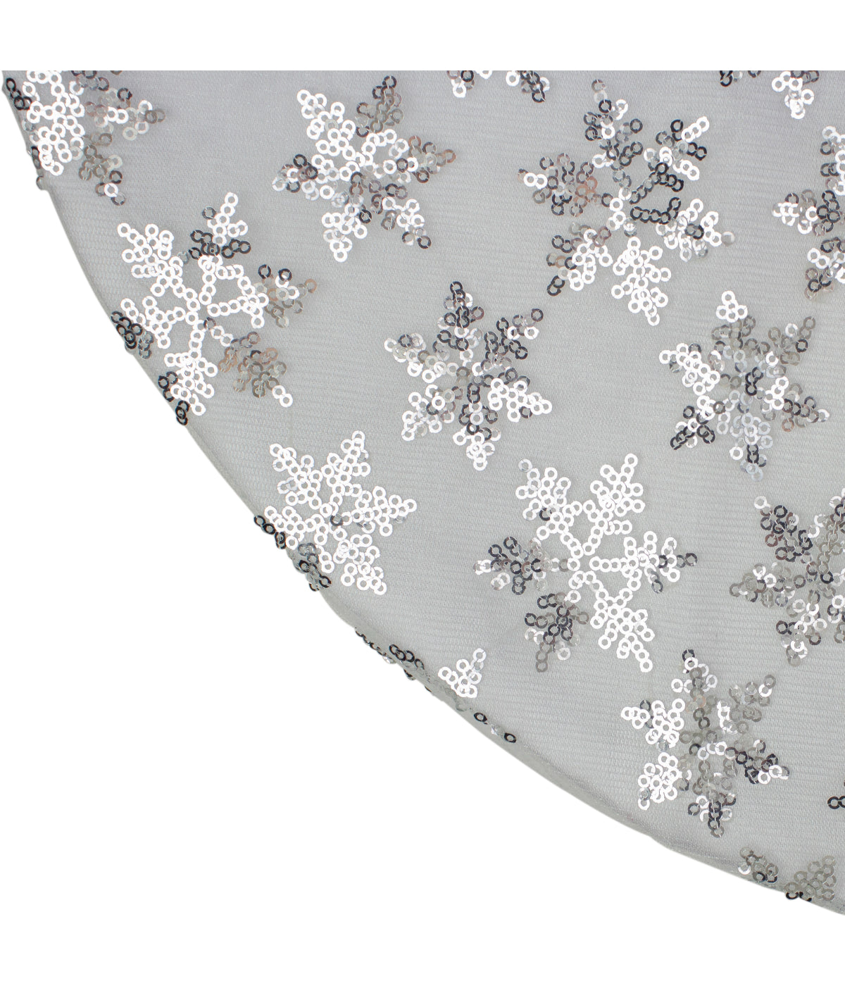  White & Silver Sequin Snowflake Mini Christmas Tree Skirt, 20