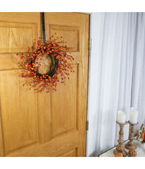 Orange Berries and Twig Artificial Fall Harvest Wreath Orange