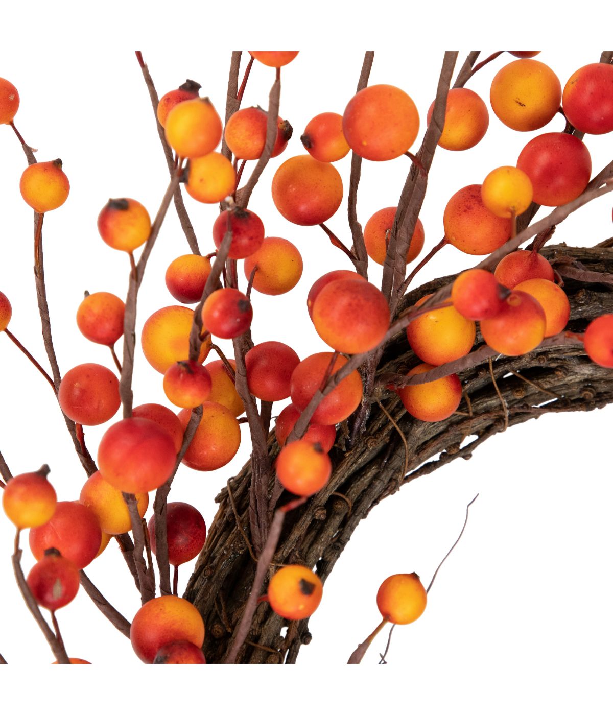  Orange Berries and Twig Artificial Fall Harvest Wreath Orange - Orange - Bonton