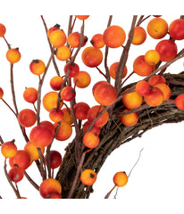 Orange Berries and Twig Artificial Fall Harvest Wreath Orange