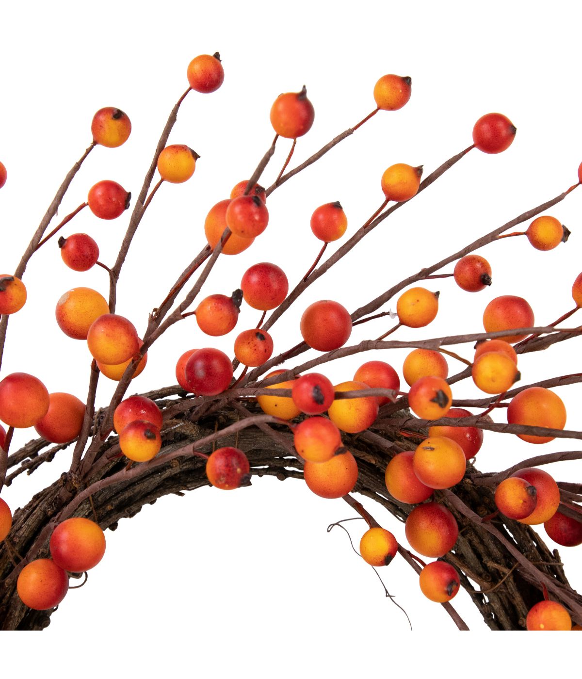  Orange Berries and Twig Artificial Fall Harvest Wreath Orange - Orange - Bonton