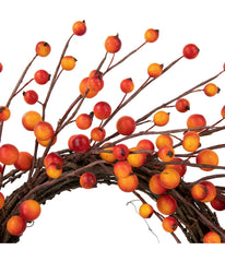 Orange Berries and Twig Artificial Fall Harvest Wreath Orange