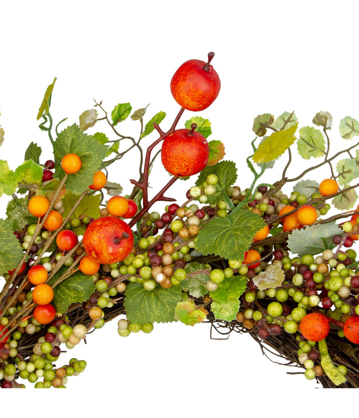 Apples and Berries Artificial Fall Harvest Wreath Orange