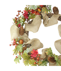 Berry and Pine Cones Artificial Thanksgiving Wreath Beige