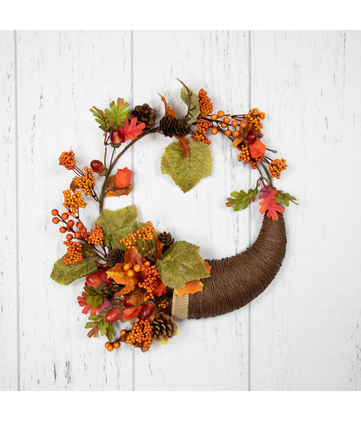  Brown and Orange Leaves and Berries Fall Harvest Wreath Brown - Brown - Bonton