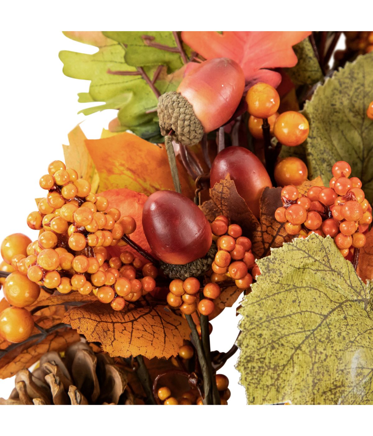  Brown and Orange Leaves and Berries Fall Harvest Wreath Brown - Brown - Bonton