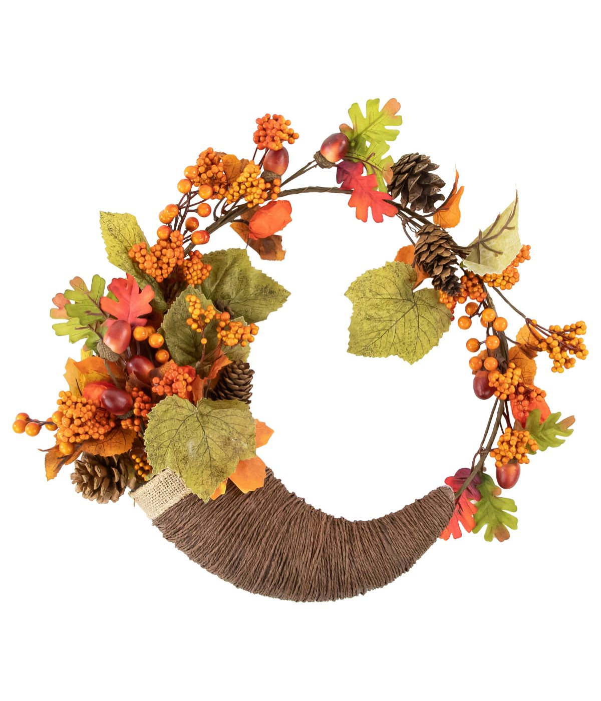  Brown and Orange Leaves and Berries Fall Harvest Wreath Brown - Brown - Bonton