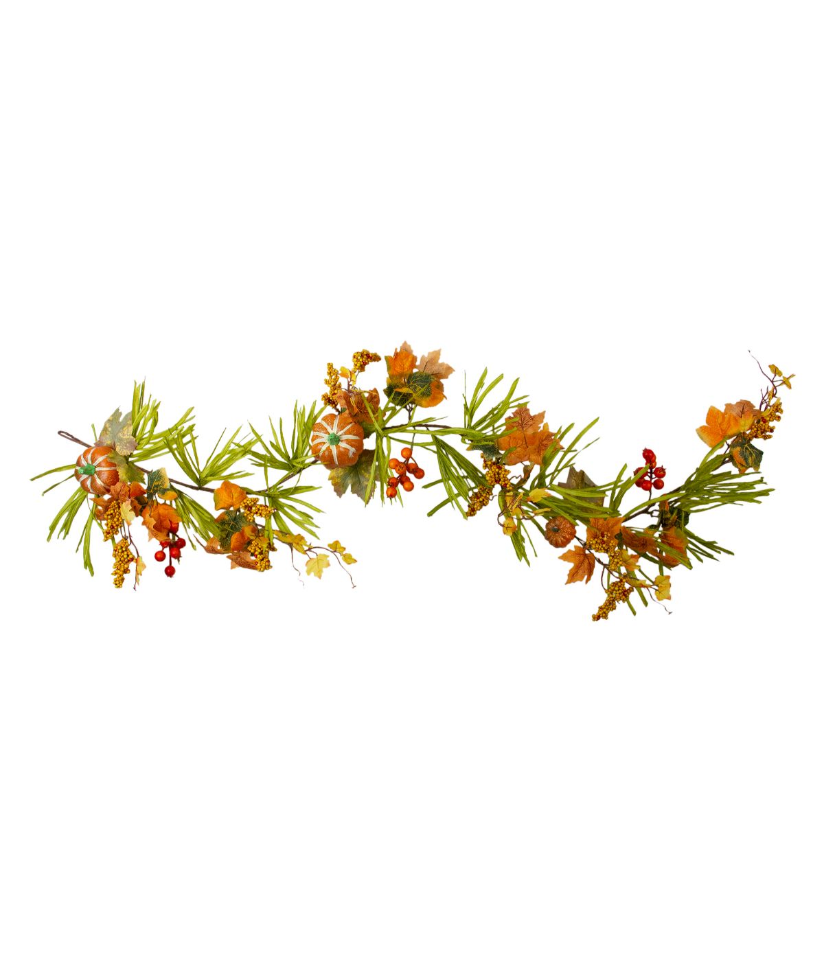 Pumpkins and Berries with Leaves Artificial Thanksgiving Garland Orange