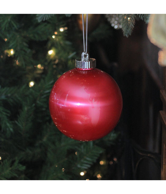 Red LED Lighted Battery Operated Shatterproof Christmas Ball Ornaments Set of 3, 6"