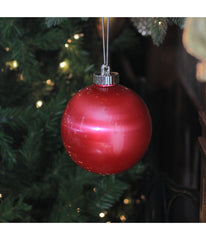 Red LED Lighted Battery Operated Shatterproof Christmas Ball Ornaments Set of 3, 6"