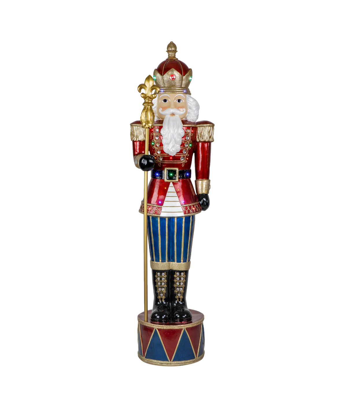  Metallic Jeweled Fiberglass Christmas Nutcracker with LED Lights , 6' - Red - Bonton