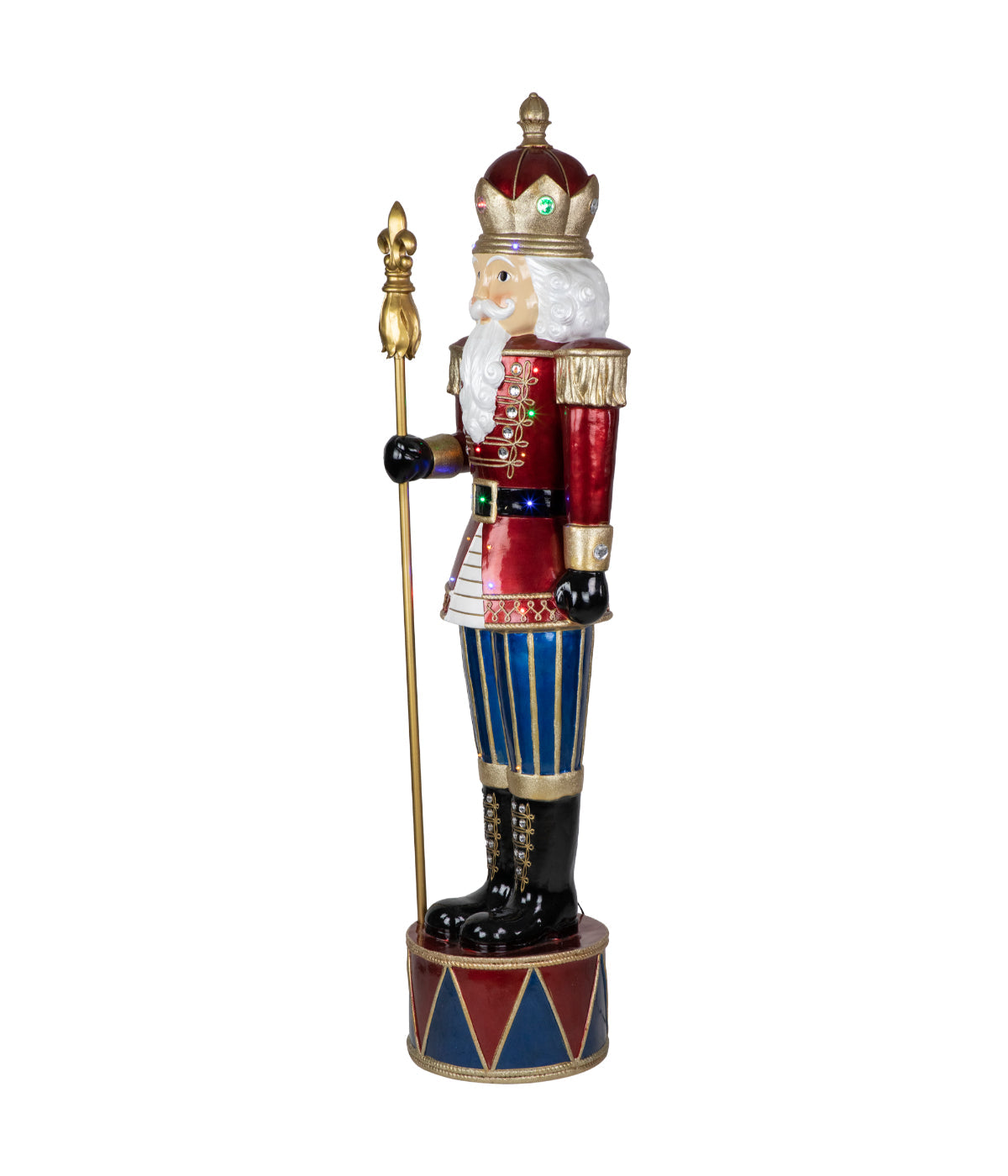  Metallic Jeweled Fiberglass Christmas Nutcracker with LED Lights , 6' - Red - Bonton