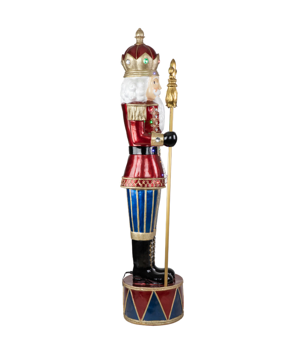  Metallic Jeweled Fiberglass Christmas Nutcracker with LED Lights , 6' - Red - Bonton