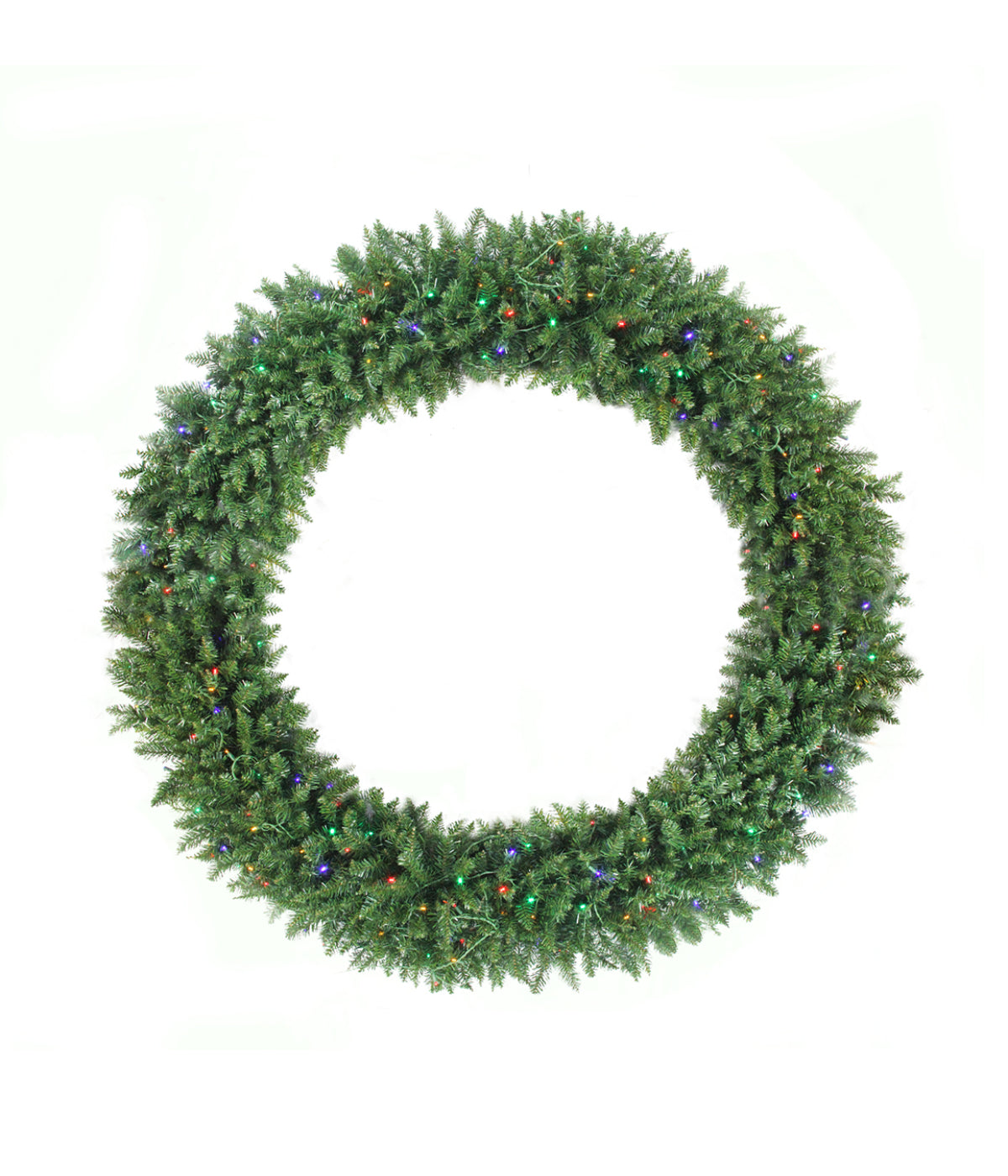  NorthLight Buffalo Fir Commercial Artificial Christmas Wreath with Pre-Lit Multi LED Lights, 5' - Green - Bonton