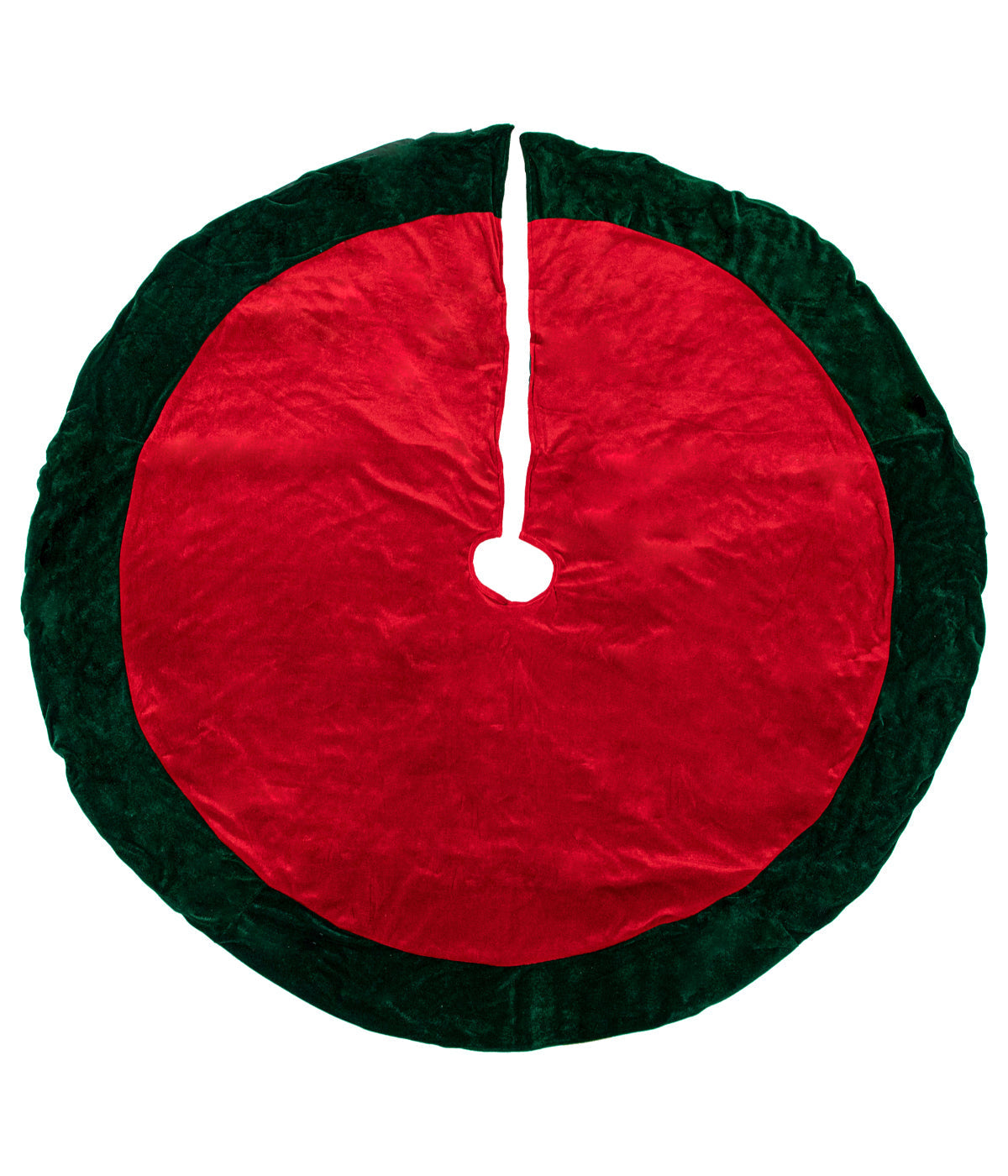  Traditional Red Christmas Tree Skirt with Green Border Trim, 60