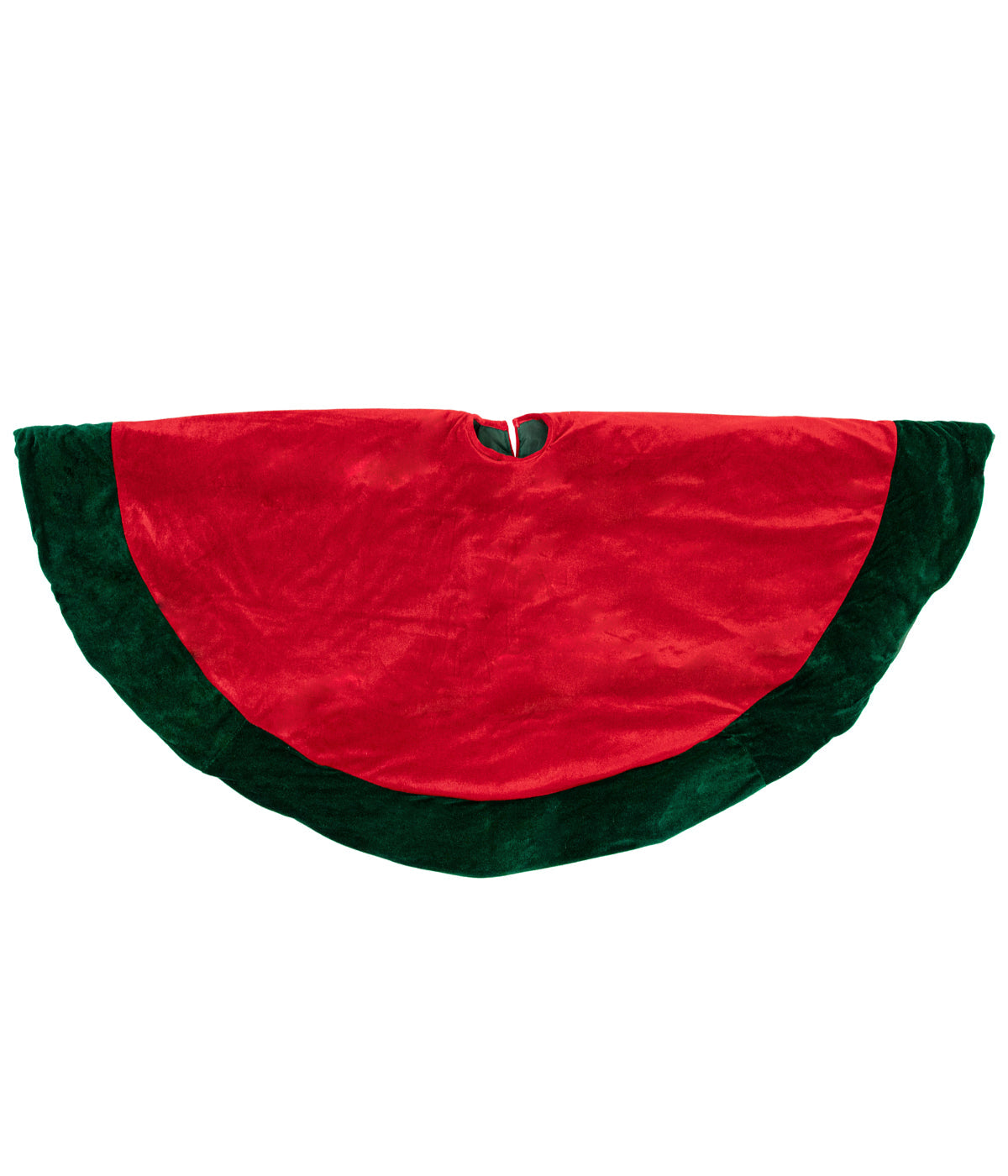  Traditional Red Christmas Tree Skirt with Green Border Trim, 60