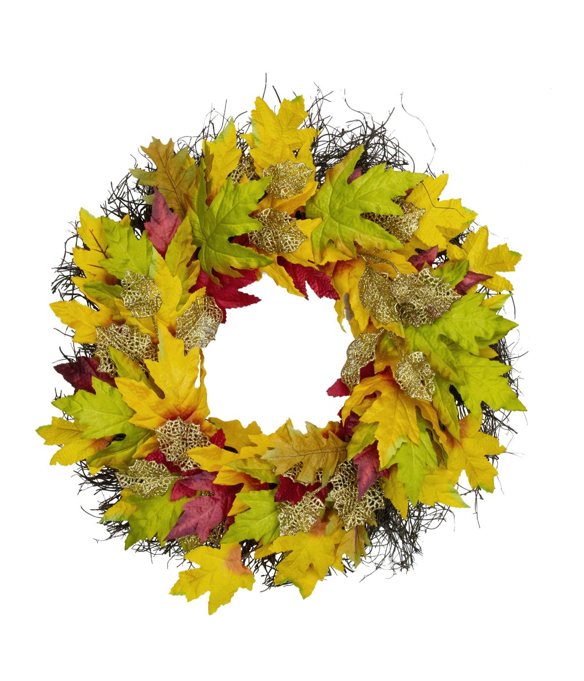  Maple Leaf Artificial Fall Harvest Wreath Orange - Orange - Bonton