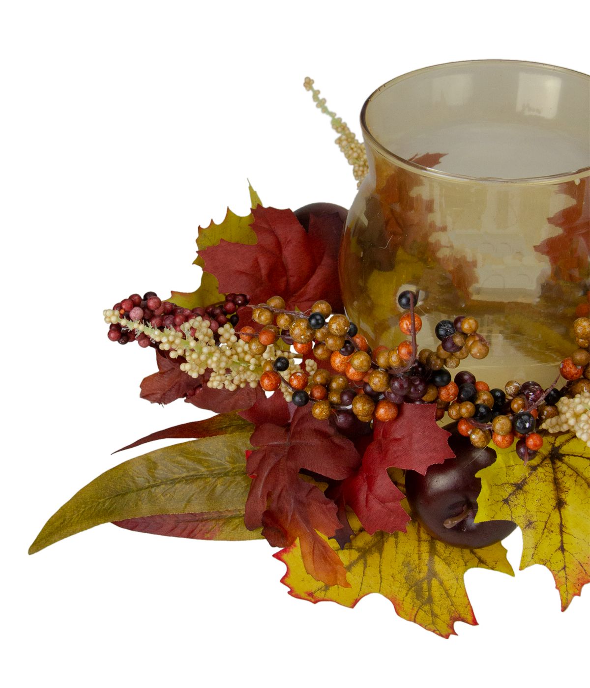  Fall Apple and Berry Glass Hurricane Pillar Candle Holder Red - Red - Bonton