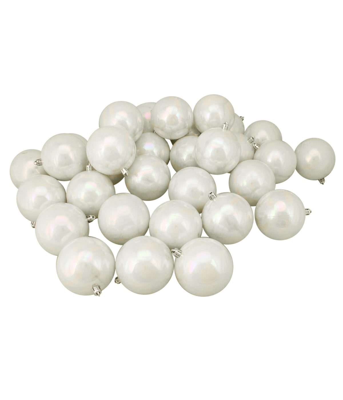  White Iridescent Shatterproof Shiny Christmas Ball Ornaments 32 Count, 3.25