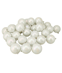 White Iridescent Shatterproof Shiny Christmas Ball Ornaments 32 Count, 3.25"