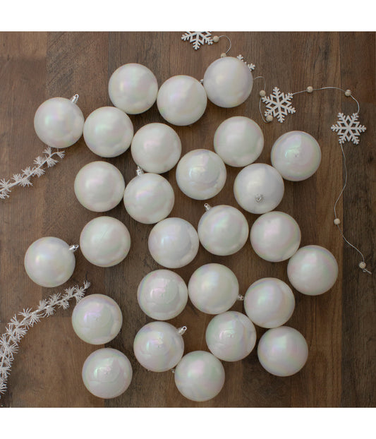 White Iridescent Shatterproof Shiny Christmas Ball Ornaments 32 Count, 3.25"