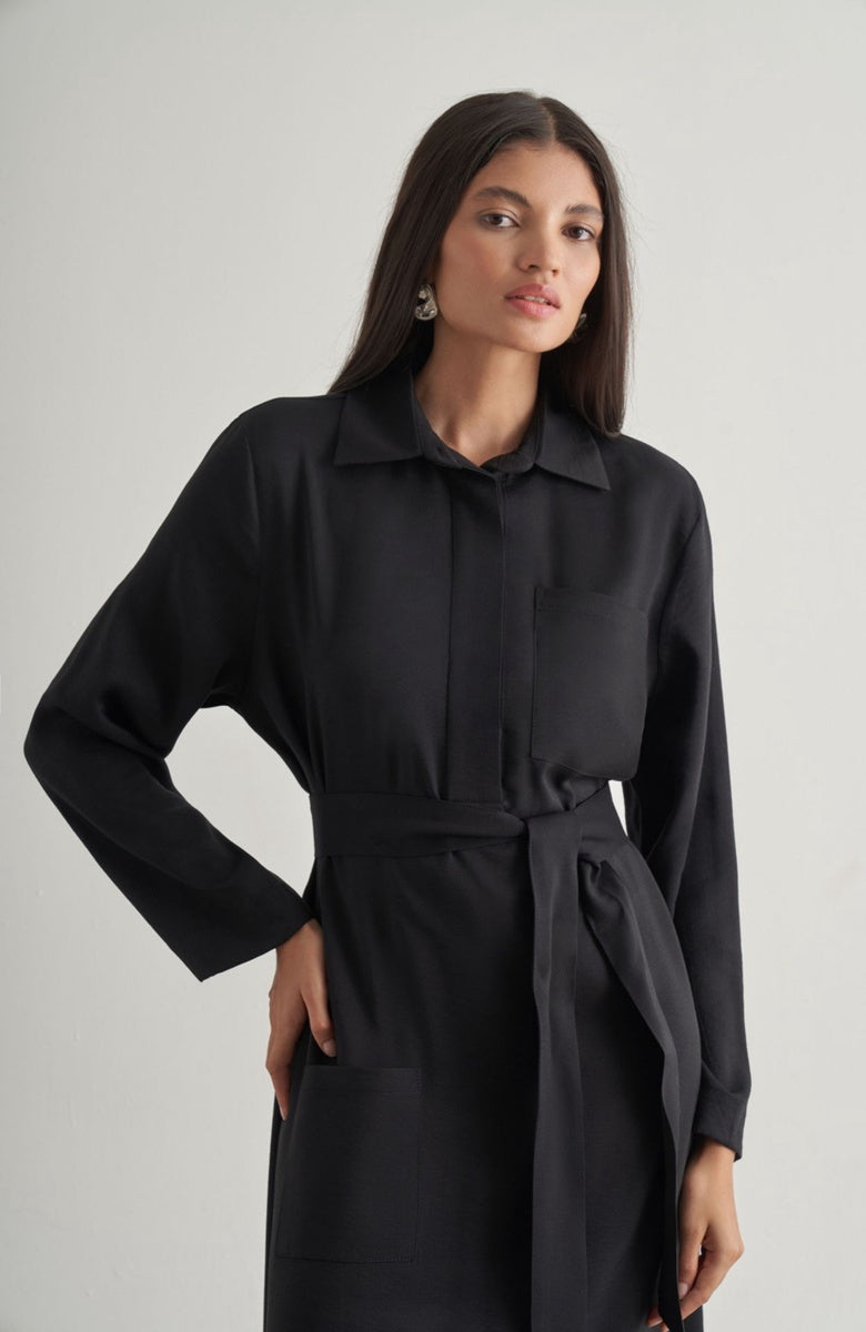  Mizalle Mizalle Shirt Dress - Black - Bonton