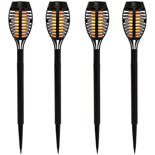 Set of 4 Black Solar Powered LED Pathway Markers  19.75"