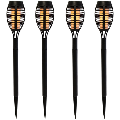 Set of 4 Black Solar Powered LED Pathway Markers  19.75"
