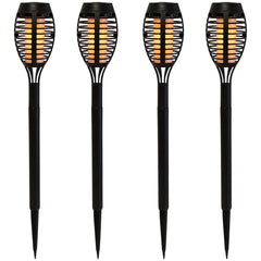 Set of 4 Black Solar Powered LED Pathway Markers  19.75"