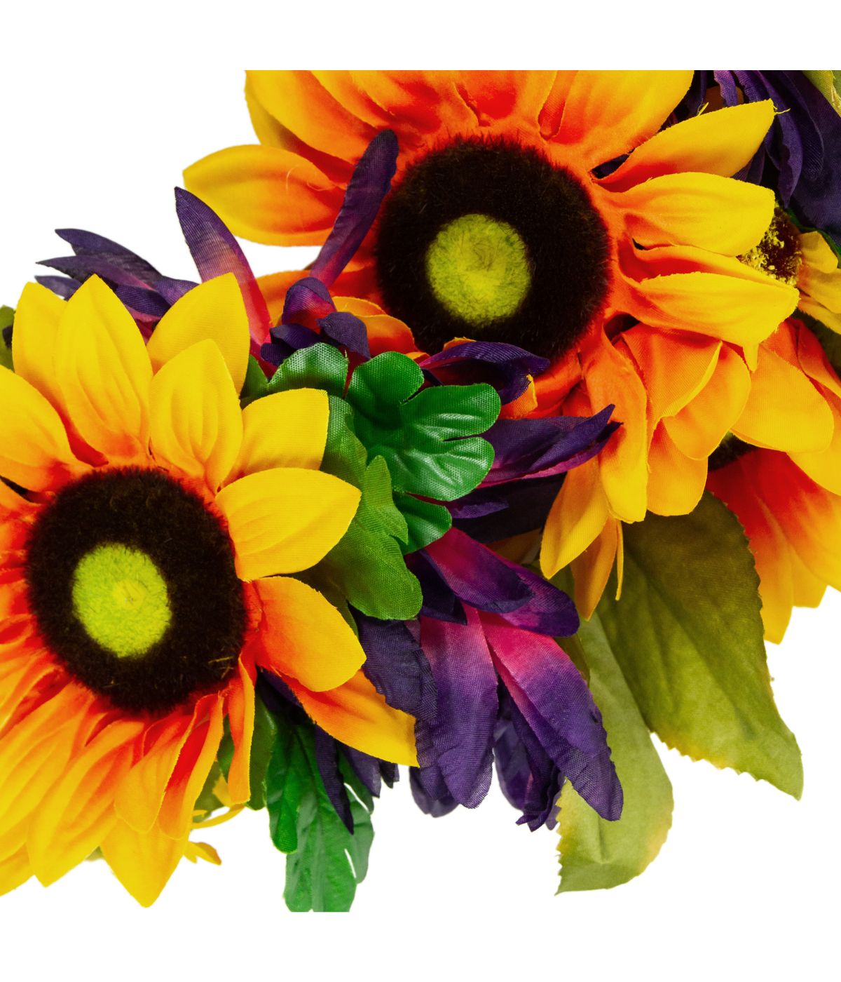  Sunflower and Mum Twig Autumn Artificial Floral Wreath Yellow - Yellow - Bonton