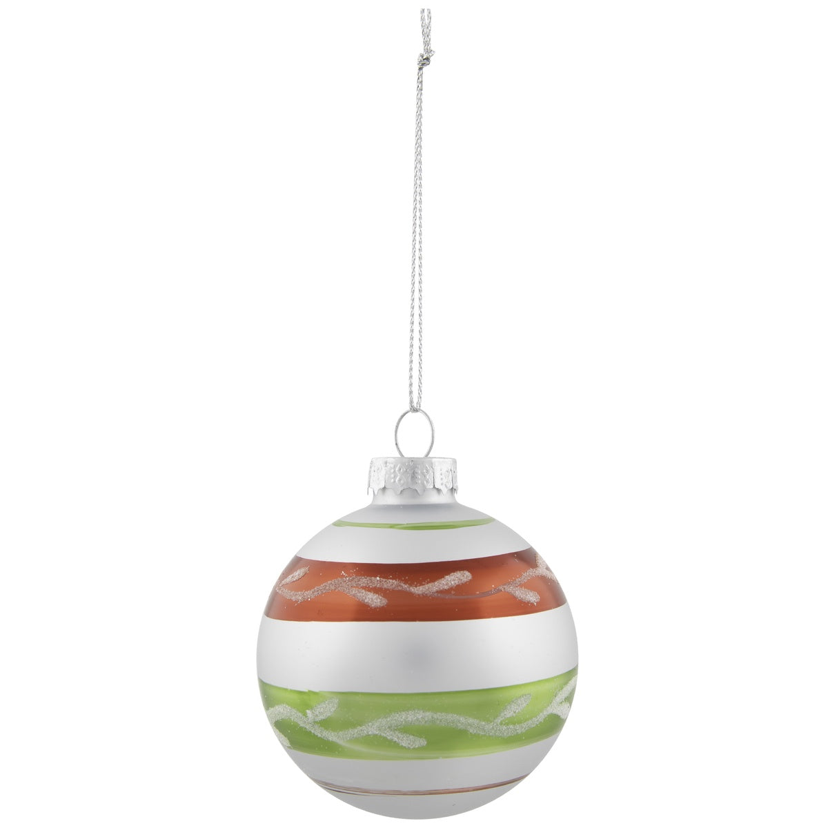  Northlight Glitter Striped Glass Christmas Ornaments - 2.75