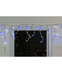 Blue & White LED Icicle Christmas Lights 5.5' 100 Count on White Wire