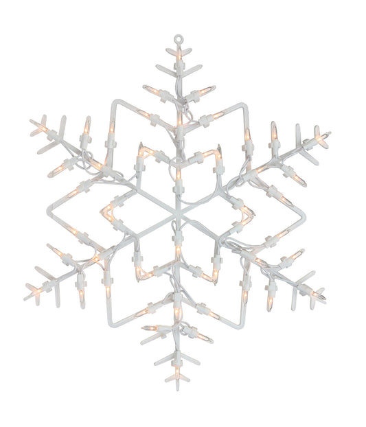 White Lighted Snowflake Christmas Window Silhouette, 16"